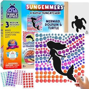 SUNGEMMERS Gem Window Art Suncatcher Kit for Kids 6-8 9 10 11 12 - Birthday Gifts for 7 Year Old Girl, Fun Diamond Art Christmas Mermaid Gifts for Girls - Arts & Crafts for Kids, Toys for Ages 5-7