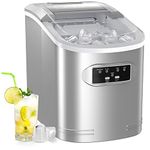Silonn Ice Maker Machine Countertop, 26 lbs in 24 Hours, 9 Cubes Ready in 6 Mins, Self-Clean Ice Maker Compact Portable Ice Maker with Ice Scoop and Basket, Silver Gray (SLIM07)