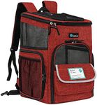 PetAmi Dog Backpack Carrier, Airline Approved Cat Backpacks for Carrying Small Large Cats, Pet Carrier Back Pack, Ventilated Soft Sided for Travel, Hiking, Camping, Max 18 lbs, Red