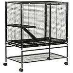 PawHut Small Animal Cage with Wheels, Pet Playpen for Rat, Syrian Hamster, Kitten, Ferrets, Chinchillas with Bottom Storage Shelf, Removable Tray, Ramp, 35.9" x 20.2" x 42"