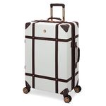 SwissGear Vintage Luggage Trunk 2-Piece Set — Hardside Carry-On & Checked Suitcases with 8 Spinner Wheels —White Coffee 19-inch & 26-inch