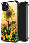 iPhone 11 Pro Case,9H Tempered Glass iPhone 11 Pro Cases for Girls Women, A Sunflower Patch Pattern Shockproof Anti-Scratch Case for Apple iPhone 11 Pro 5.8 inch A Sunflower Patch