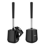 SetSail Premium Toilet Bowl Brush and Holder 2 Pack Automatic Toilet Brushes for Bathroom with Holder Ventilated Toilet Cleaner Brush for Toilet Scrubber Cleaning-Black