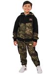 A2Z 4 Kids Unisex Tracksuit Kids Designer's A2Z Badged Camouflage Contrast Panel Hooded - T.S Camo 602 Green 7-8