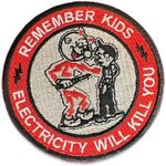 Remember Kids Electricity Will Kill You Tactical Morale Patch - Reddy Kilowatt Funny Tactical Patches, Embroidered Patch with Hook & Loop, Patches for Backpacks, Military Uniforms, Jeans, Vest & More