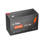 LiTime 12V 6Ah Rechargeable LiFePO4 Battery - 4000+ Cycles Lithium Battery with Built-in BMS for Security Camera, LED Light, Fish Finder, Camping