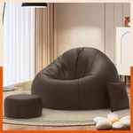 Biggie Bean Bag with Beans Filled 5XL Luxura Elite Bean Bag Sofa with Free Cushion and Footrest - Official : ChillNest Bean Bag Combo (Matching Color : Regular, Brown)