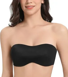 Lemorosy Full Support Seamless Convertible Underwire Strapless Minimizer Bandeau Plus Size Bra for Women (42C, Black)
