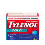 TYLENOL Extra Strength Cold eZ Tabs, Relieves Cold symptoms, Nighttime, 40ct