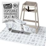 THEO'S MATS 60 Count Disposable Mats for Under High Chair - 100% Biodegradable & Compostable 47" x 29" Splat Mat Floor Covering | Baby Led Weaning Supplies for Home or Restaurants, Gray