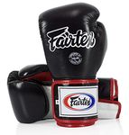 Fairtex BGV5 Muay Thai Boxing Gloves for Men, Women, Kids | Special Lock Thumb Design | MMA Gloves| Premium Quality, Light Weight & Shock Absorbent Boxing Gloves -(Black/White/Red Piping/16oz)