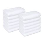 Amazon basics cotton washcloths, Lightweight quick-dry, 12" x 12", 12-pack, white