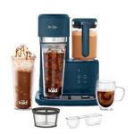 Mr. Coffee 3-in-1 Single-Serve Frappe, Iced & Hot Coffee Maker & Blender w/Reusable Filter, Scoop, Recipe Book, 2 Tumblers, Lids and Straws, Navy Blue