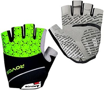 ROVOS Cycling Gloves Gel Men Bike Gloves Biking Gloves Half Finger Bicycle Gloves- Anti Slip Shock Absorbing 5mm Padded Breathable Mountain Bike Gloves for Women (Green,X-Large)