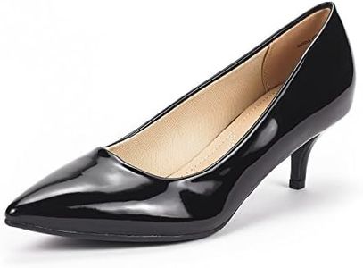 DREAM PAIRS Women's Pumps Kitten Heel Pointed Toe Shoes for Women Comfortable Office Work Dress Shoes,Size 6,Black/PAT,Moda