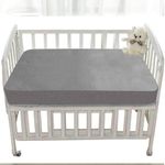 Trance Home Linen Cotton Terry Premium Baby Toddler Waterproof Crib Bed Protector Fitted Sheet | Cradle Mattress Cover Bed Protectors | Elasticated | Hypoallergenic (28"x52" | Grey | Pack 2)