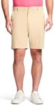 IZOD Men's Saltwater 9.5" Flat Front Chino Short, Pale Khaki, 36