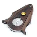 GALINER Cigar Cutter Lock System Wood Stainless Steel Double Cut Blade Cigar Guillotine in Gift Box