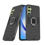 Pikkme Samsung Galaxy A34 5G Back Cover | D5 Tough Armor Bumper | 360 Protection Case | Ring Holder Stand Case for Samsung Galaxy A34 5G (Black)