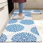 HEBE Anti Fatigue Kitchen Rug Sets 2 Piece Non Slip Kitchen Mats for Floor Cushioned Kitchen Rugs and Mats Waterproof Comfort Standing Mat Runner for Kitchen, Office,Sink,Laundry, Blue 17"x48"+17"x28"