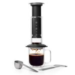 AeroPress Premium Coffee Press, Glass, Stainless Steel & Aluminum Coffee Maker, all-in-One French Press, Pour-Over & Espresso-Style manual brewer, 2 min brew for less bitterness, more flavor, Black