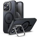 JETech Kickstand Case for iPhone 15 Pro Max 6.7-Inch Compatible with MagSafe, Built-in Adjustable Camera Stand, Translucent Matte Magnetic Back Slim Shockproof Phone Cover (Black Titanium)