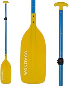 WONITAGO Canoe Paddles Aluminum Paddle with Plastic Blades Floating Adjustable Canoeing and Boating Oars, 122-152 cm/4-5 Ft, Yellow