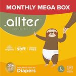 .allter Organic Bamboo Diapers – 7-12 kg, Large (L) Size | Super Dry, Quick Absorb, Taped Style, Ultra Soft Diapers | 96 Count (Pack of 4)