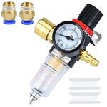 Air Pressure/Filte Regulator 1/4,Compressed Air Regulator/Air Filter Regulator with Water Separator and Quick Couplings for Compressor Filter