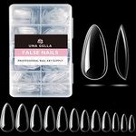 UNA GELLA Medium Almond Gel X Nail Tips, 500PCS Clear Fake Nails Tips Almond Shape Full Cover - Short Almond Acrylic Gel Nail Extension For Diy home Salon 12 Sizes