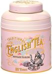 New English Teas Vintage Victorian Tea Tin in Pink with 80 English Breakfast 1869 Blend Teabags