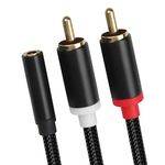 starfa lab 3.5mm Female to 2 RCA Male Cable Red and White to Headphone Jack Stereo Audio Lead Y Splitter Cable Compatible with PC Phone Tablet Soundbar HiFi Speaker Amplifier Mixer Turntable 40CM