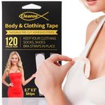 120pcs Double Sided Tape for Clothes and Dress, Body and Fabric Tape for Fashion, All-Day Adhesive Strength and Gentle on Skin and Fabrics, Transparent Color for All Skin Shades