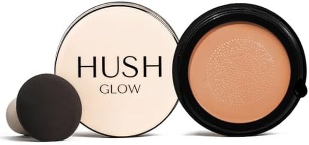 Hush Glow™ Foundation Cushion SPF 30–Skincare-Infused Lightweight Foundation Mushroom Applicator for Mature Skin,Hyaluronic Acid & Peptides, Buildable Natural Coverage, Non-Cakey Finish (Caramel Glow)