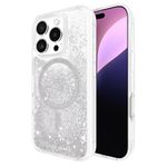 Case-Mate iPhone 16 Pro Case [Compatible with MagSafe] - Sparkly Liquid Glitter Phone Case with 12ft Drop Protection - Premium Magnetic Cover for iPhone 16 Pro - Silver Waterfall