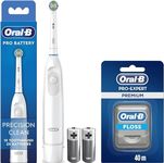 Oral Pro Battery Toothbrush with Free Premium Cool Mint Dental Floss 40m, Precision Clean Electric Toothbrush 100% Plaque Removal for Adults, Unisex Premium Dental Care Kit