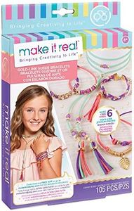 Make It Real - Gold Link Suede Bracelets. DIY Suede Bracelet and Choker Making Kit for Girls. Arts and Crafts Kit to Design and Create Tween Jewellery