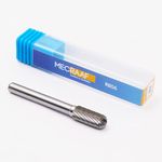 MECRAAF® Super Grade Carbide Rotary Burr Cutter|Single Cut| 6mm Shank (1/4") | Head Dia: 8 mm | Die Grinder Bit|Cylindrical with radius end|for Metal Wood Carving Engraving Polishing Drilling (B2)