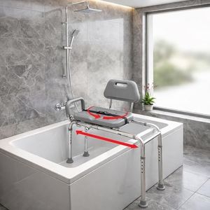 Gateway Premium Sliding Bath Transfer Bench with Swivel Seat-Padded (Gray)