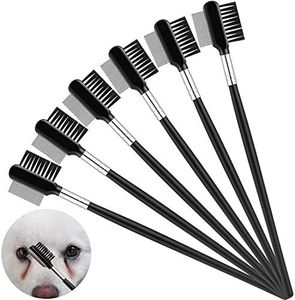 Mudder 6 Pieces Tear Stain Remover Comb Double-sided Dog Eye Comb Brush Double Head Grooming Comb Multipurpose Tool for Small Pet Cat Dogs Removing Crust and Mucus