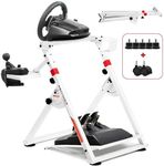 GTPLAYER Steering Wheel Stand for G25 G27 G29 G920 Foldable Racing Wheel Stand with Cup Holder Adjustable Height/Angle, Driving Simulator Gaming Wheel Stand