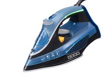 USHA Aqua Glow Smart Steam Iron 2000 Watts With Innovative Led Indicator On Handle,Durable Ceramic Soleplate,Powerful Steam Output From 73 Steam Vents,3-Way Auto Shut-Off,Anti-Drip,Anti-Calc(Blue)