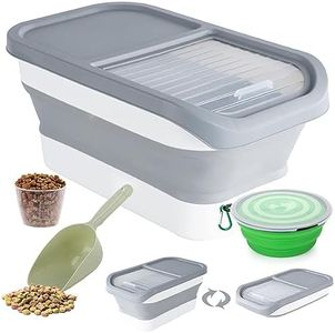 Wuciray Contenedor Pienso Perro Gato Plegable Cubo Caja Almacenamiento Comida con Pala y Taza Medidora