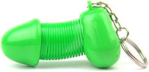 AKV Funny Penis Keychain Stretchy Key Chain, Prank Penis Ornament Keyring for Car Key Decorations, Spoof Gifts for Men Women (Green)