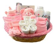 Newborn Baby Girl Gifts Hamper Baby Gift Set with Beautiful Baby Essentials Including Plush Teddy Bear Comforter & Rattle - Perfect for Welcoming a New Baby Girl Gift