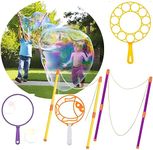 GERPOSMA Bubble Machine Giant Bubble Wands for Kids , 6 PCS Big Bubble Wands Kit in Bulk ,Soap Bubble Stick Bubble Blower Maker Toys ,Kids Party Favors Outdoor Garden Play Games