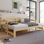 LTGB Daybed with Trundle, Cabin Bed, SIngle Guest Bed Sofa Bed, Pull out Trundle for Living Room and Bedroom - (3 FT) 90 x190 cm - Natural