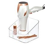 InterDesign Clarity Hair Care Organizer, Hair Dryer Holder for Bathroom Vanity Countertop - Clear by InterDesign