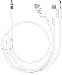 [3in1] USB C to 3.5mm Audio Aux Jack Cable Compatible with iPhone 15 14 13 12 11 XS XR X 8 7 iPad Pro, Samsung Galaxy S23 S22 S21 Ultra etc, Work with Car Stereo, Headset, Speaker - 3.93ft White