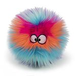 goDog Furballz Squeaky Plush Ball Dog Toy, Chew Guard Technology - Cool Rainbow, Small